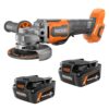 RIDGID 18V 6.0 Ah MAX Output Lithium-Ion Batteries (2-Pack) with 18V Brushless Cordless 4-1/2" Paddle Switch Angle Grinder