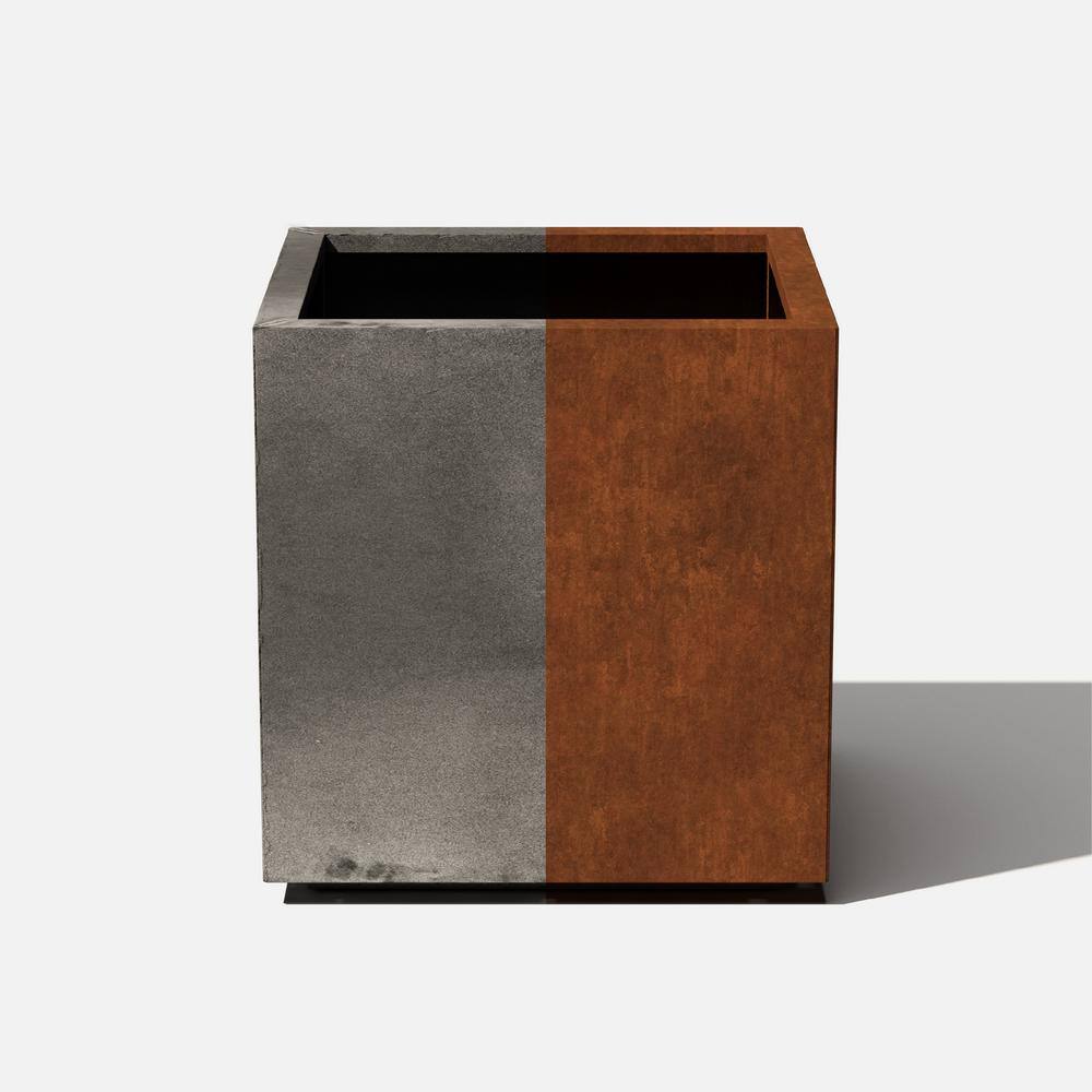 Veradek Rust Corten Cube Large Steel Metal Square Planter
