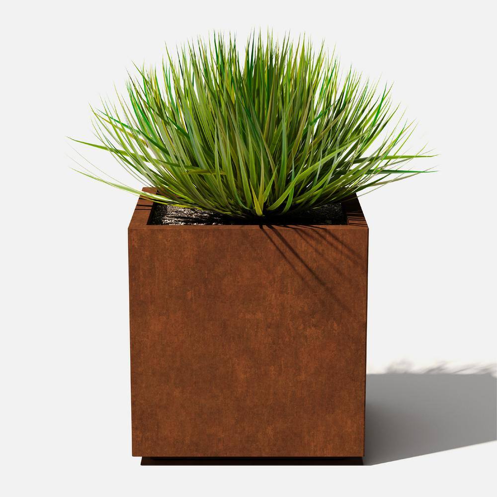 Veradek Rust Corten Cube Large Steel Metal Square Planter