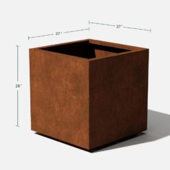Veradek Rust Corten Cube Large Steel Metal Square Planter