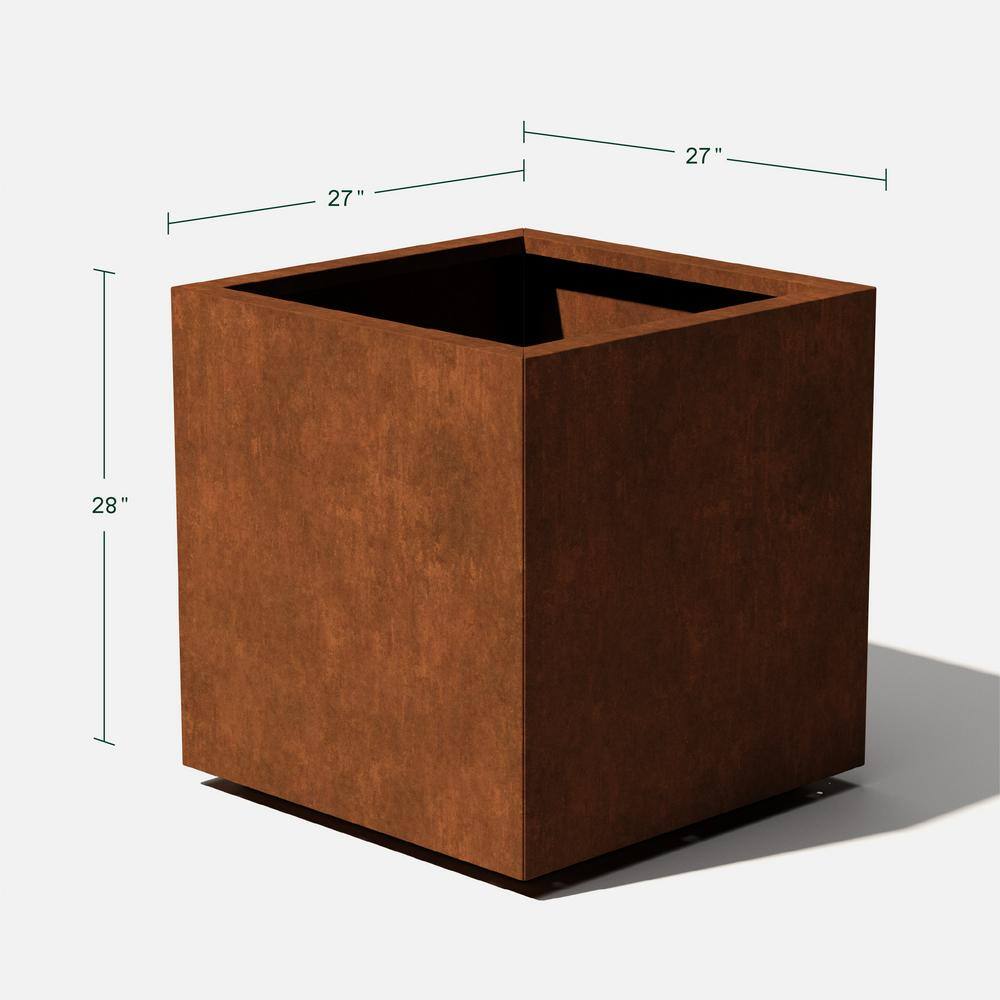 Veradek Rust Corten Cube Large Steel Metal Square Planter