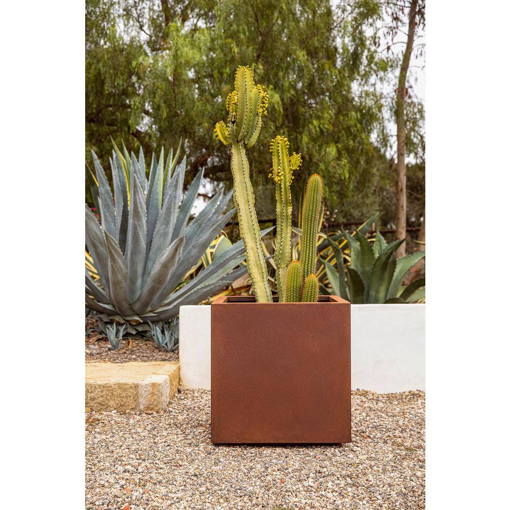 Veradek Rust Corten Cube Large Steel Metal Square Planter