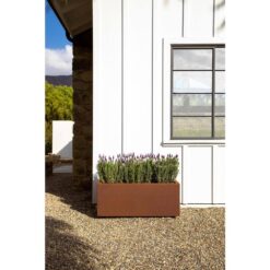 Veradek Long Box Large Rust Corten Steel Metal Rectangular Planter