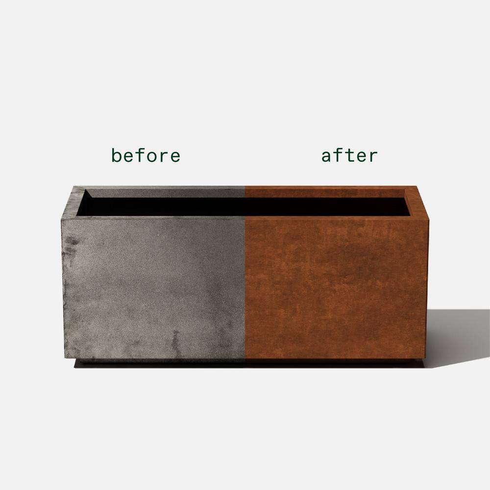 Veradek Long Box Large Rust Corten Steel Metal Rectangular Planter