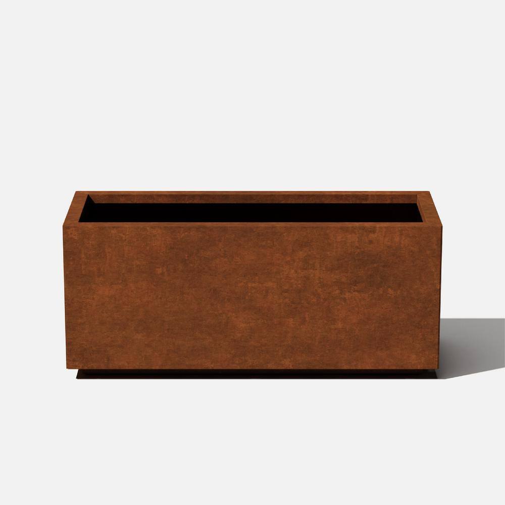 Veradek Long Box Large Rust Corten Steel Metal Rectangular Planter