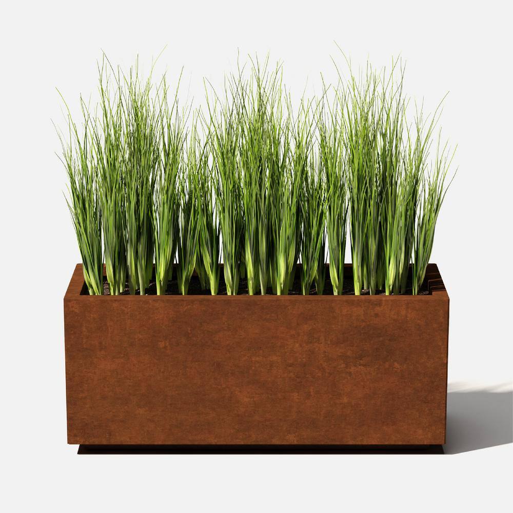 Veradek Long Box Large Rust Corten Steel Metal Rectangular Planter