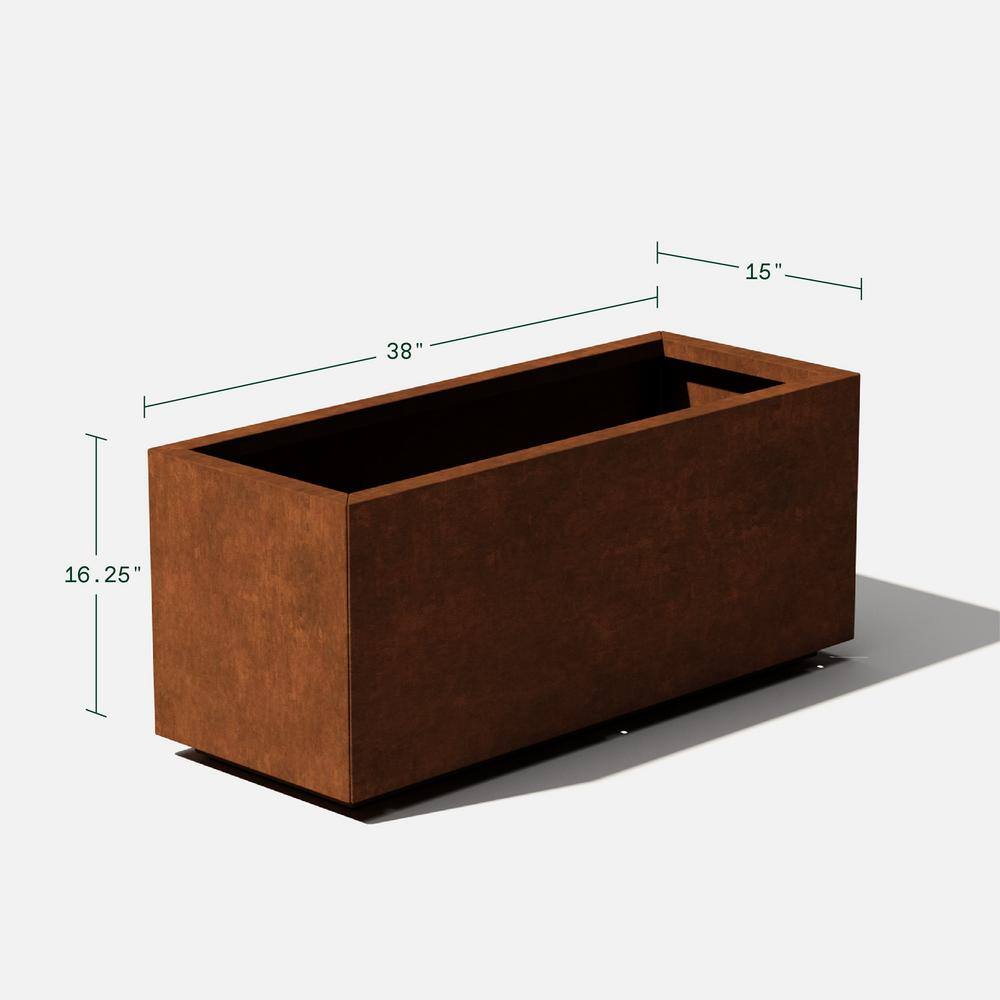 Veradek Long Box Large Rust Corten Steel Metal Rectangular Planter