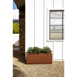 Veradek Long Box Large Rust Corten Steel Metal Rectangular Planter