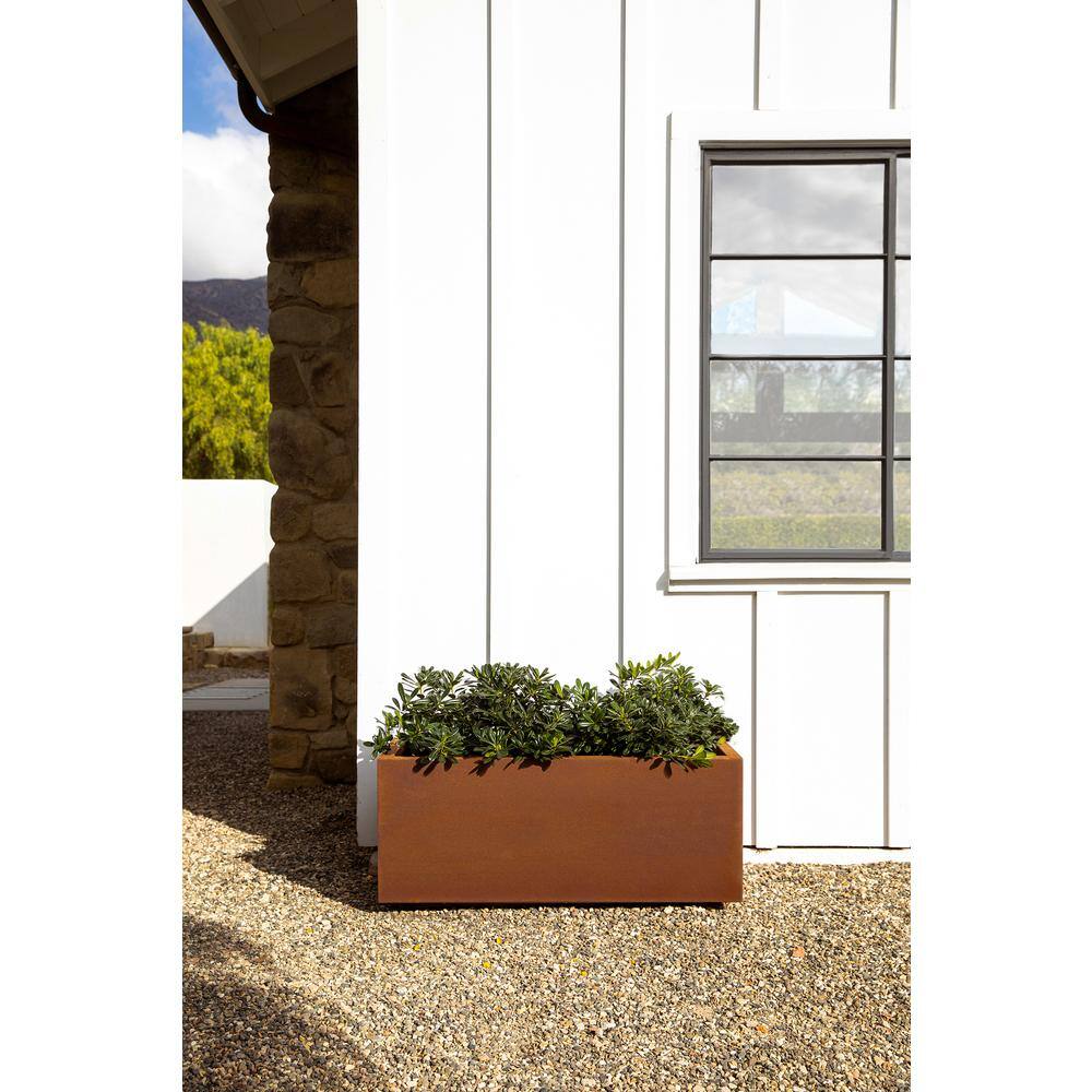 Veradek Long Box Large Rust Corten Steel Metal Rectangular Planter