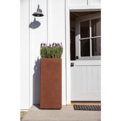 Veradek Pedestal Tall Rust Corten Steel Metal Square Planter