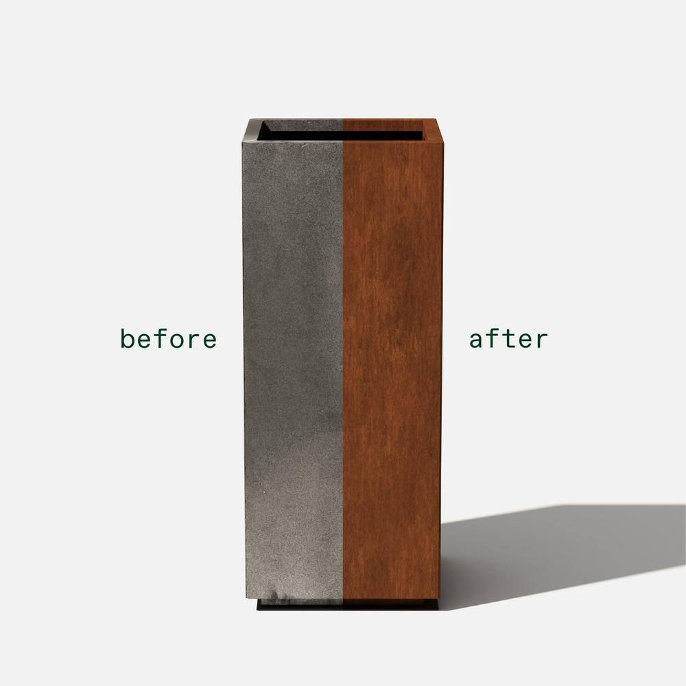 Veradek Pedestal Tall Rust Corten Steel Metal Square Planter