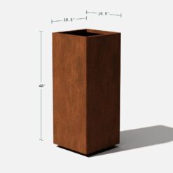 Veradek Pedestal Tall Rust Corten Steel Metal Square Planter