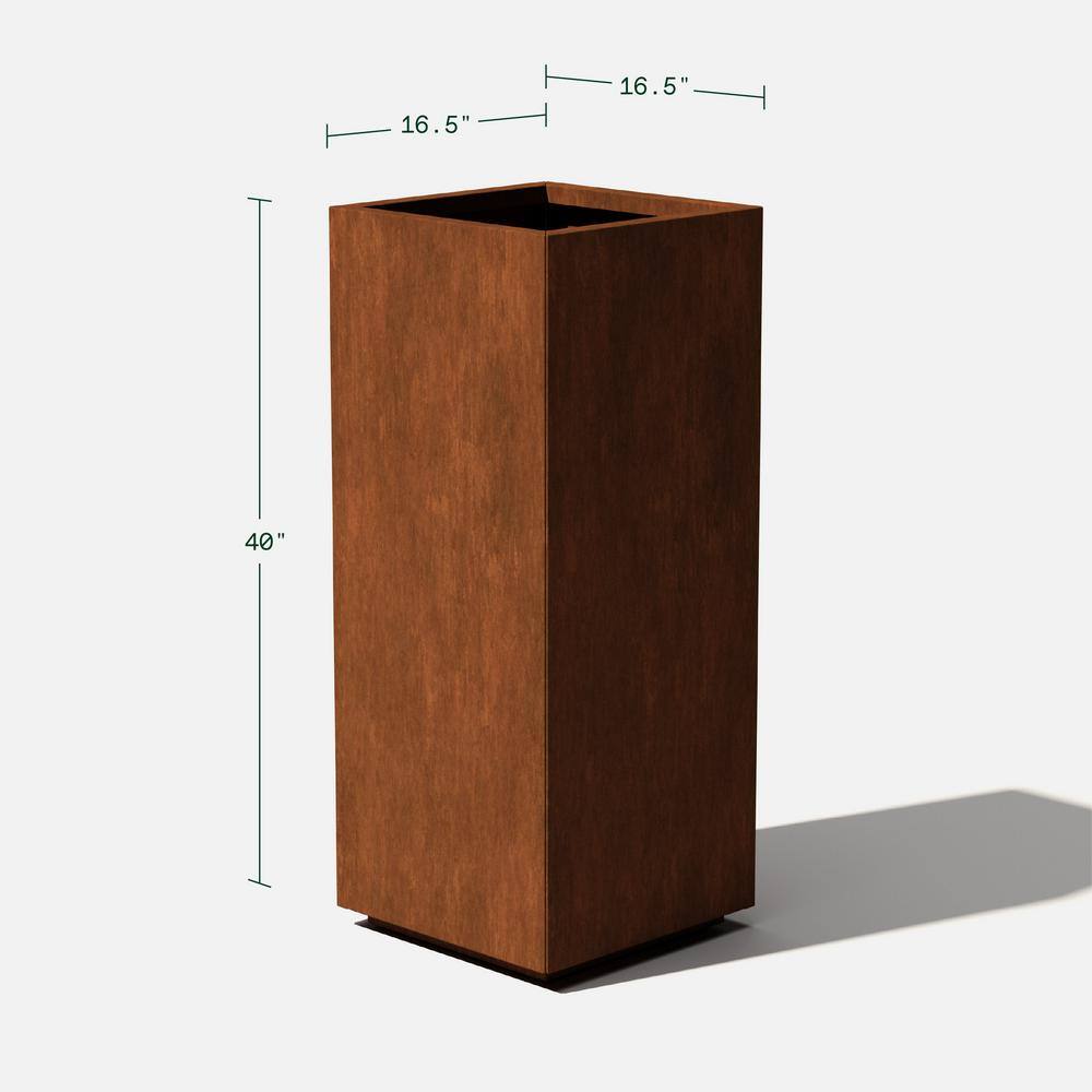 Veradek Pedestal Tall Rust Corten Steel Metal Square Planter