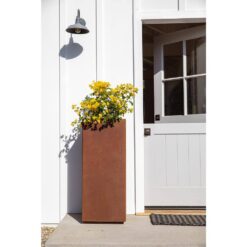 Veradek Pedestal Tall Rust Corten Steel Metal Square Planter
