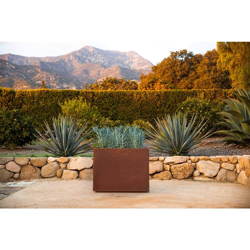Veradek Rust Corten Span Short Steel Metal Rectangular Planter