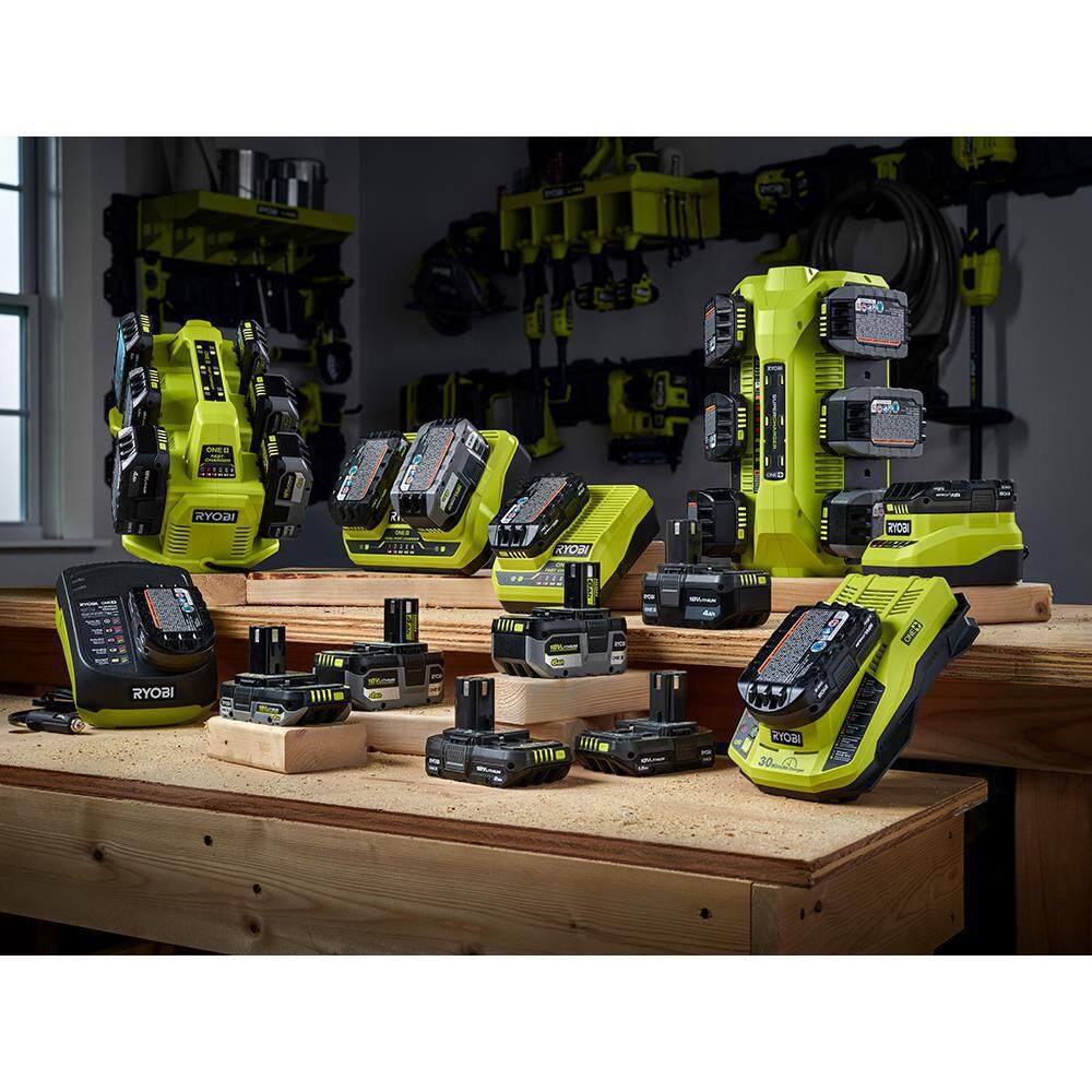 RYOBI ONE+ HP 18V (2) 4.0 Ah HIGH PERFORMANCE Batteries, 2.0 Ah HIGH PERFORMANCE Battery, and Dual-Port Charger Starter Kit