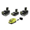RYOBI ONE+ 18V Lithium-Ion HIGH PERFORMANCE Starter Kit with 2.0 Ah Battery, (2) 4.0 Ah Batteries, and Charger
