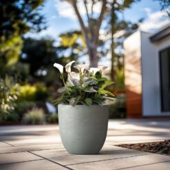 Morrava 18 in. Large Sage Gray Concrete Round Planter / Pot with Drainage Holes