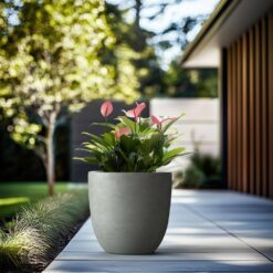 Morrava 18 in. Large Sage Gray Concrete Round Planter / Pot with Drainage Holes