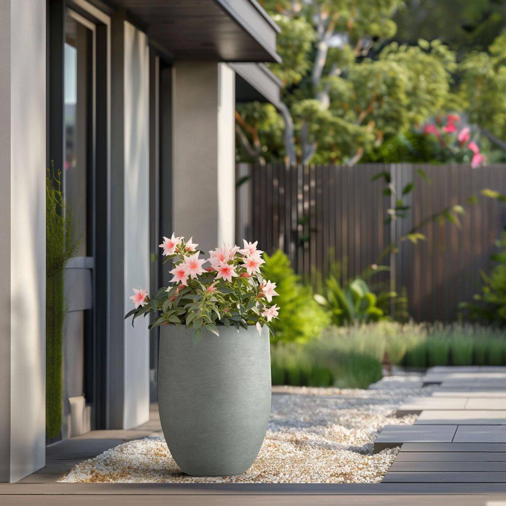Morrava 17 in. Large Sage Gray Concrete Round Planter/Pot with Drainage Holes