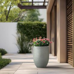 Morrava 17 in. Large Sage Gray Concrete Round Planter/Pot with Drainage Holes