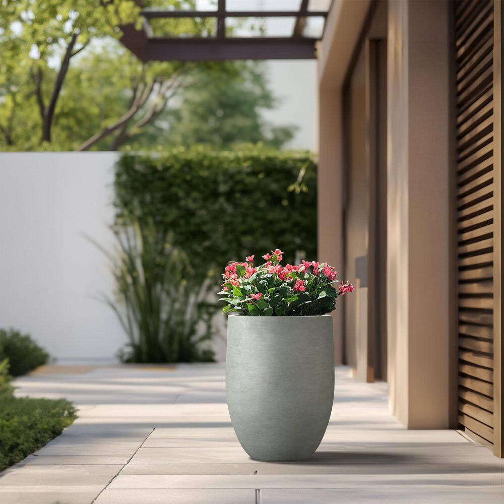 Morrava 17 in. Large Sage Gray Concrete Round Planter/Pot with Drainage Holes