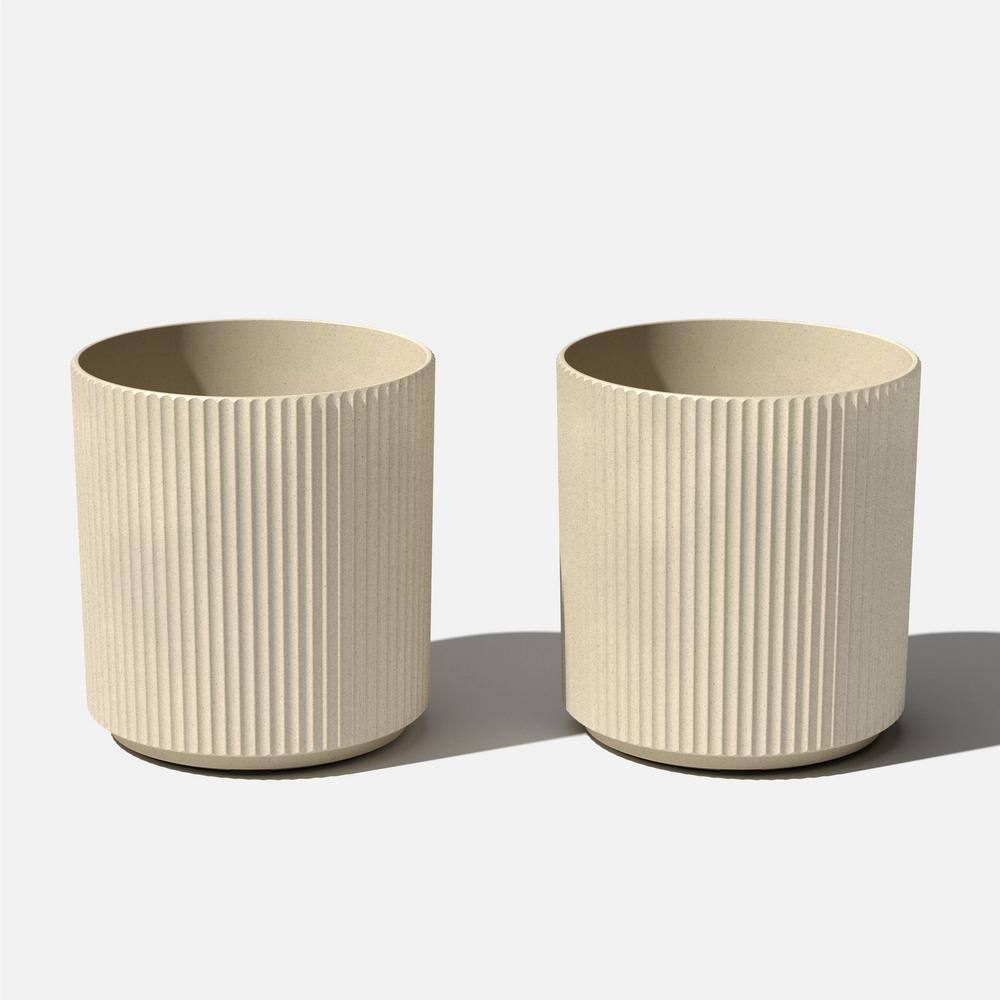 Veradek Demi 20 in. Round Sand Plastic Planter (2 Pack)