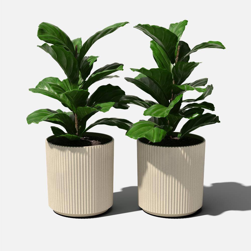 Veradek Demi 20 in. Round Sand Plastic Planter (2 Pack)