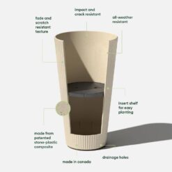 Veradek Demi 26 in. Round Sand Plastic Tall Planter (2 Pack)