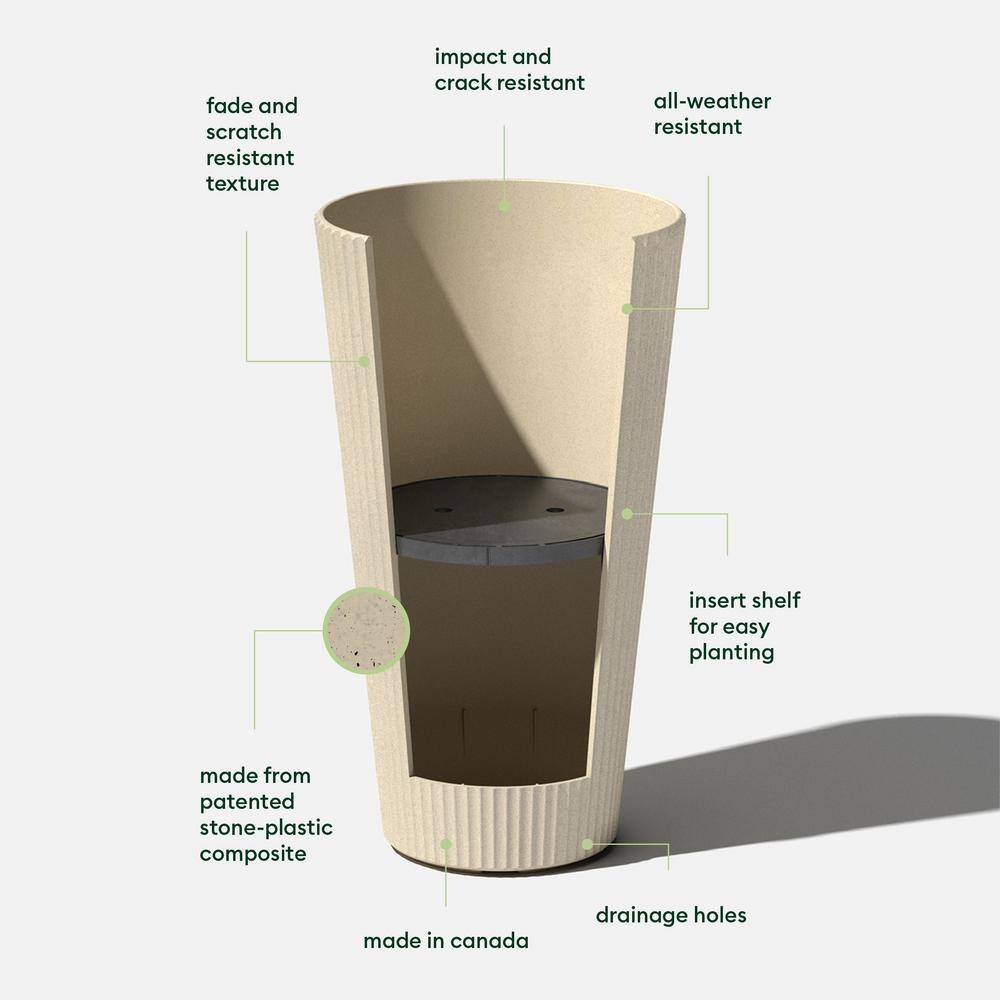 Veradek Demi 26 in. Round Sand Plastic Tall Planter (2 Pack)