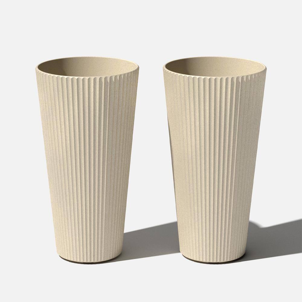 Veradek Demi 26 in. Round Sand Plastic Tall Planter (2 Pack)