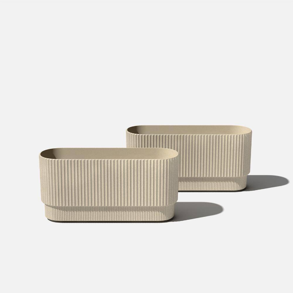 Veradek Demi 30 in. Rectangular Sand Plastic Long Planter (2-Pack)