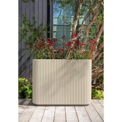 Veradek Demi Series Span 36 in. Rectagular Plastic-Stone Planter-(Sand)