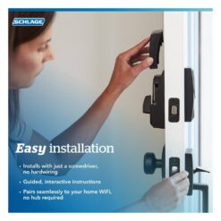 Schlage Camelot Satin Nickel Encode Wifi Electronic Touchscreen Door Deadbolt Alarmed Lock