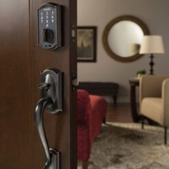 Schlage Camelot Satin Nickel Electronic Touch Keyless Touchscreen Deadbolt with Thumbturn