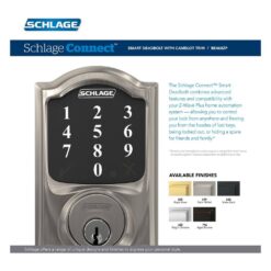 Schlage Camelot Satin Nickel Electronic Connect Smart Deadbolt - Z-Wave Plus Enabled