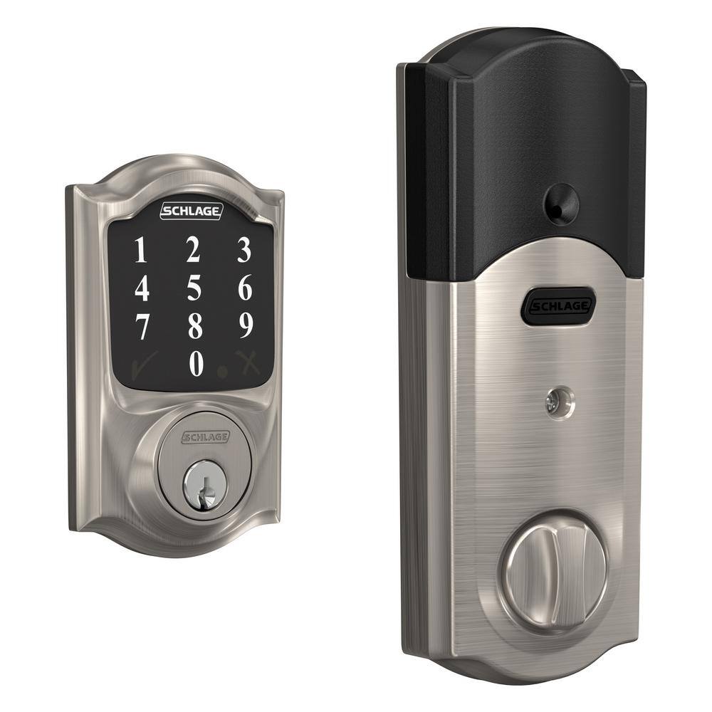 Schlage Camelot Satin Nickel Electronic Connect Smart Deadbolt - Z-Wave Plus Enabled