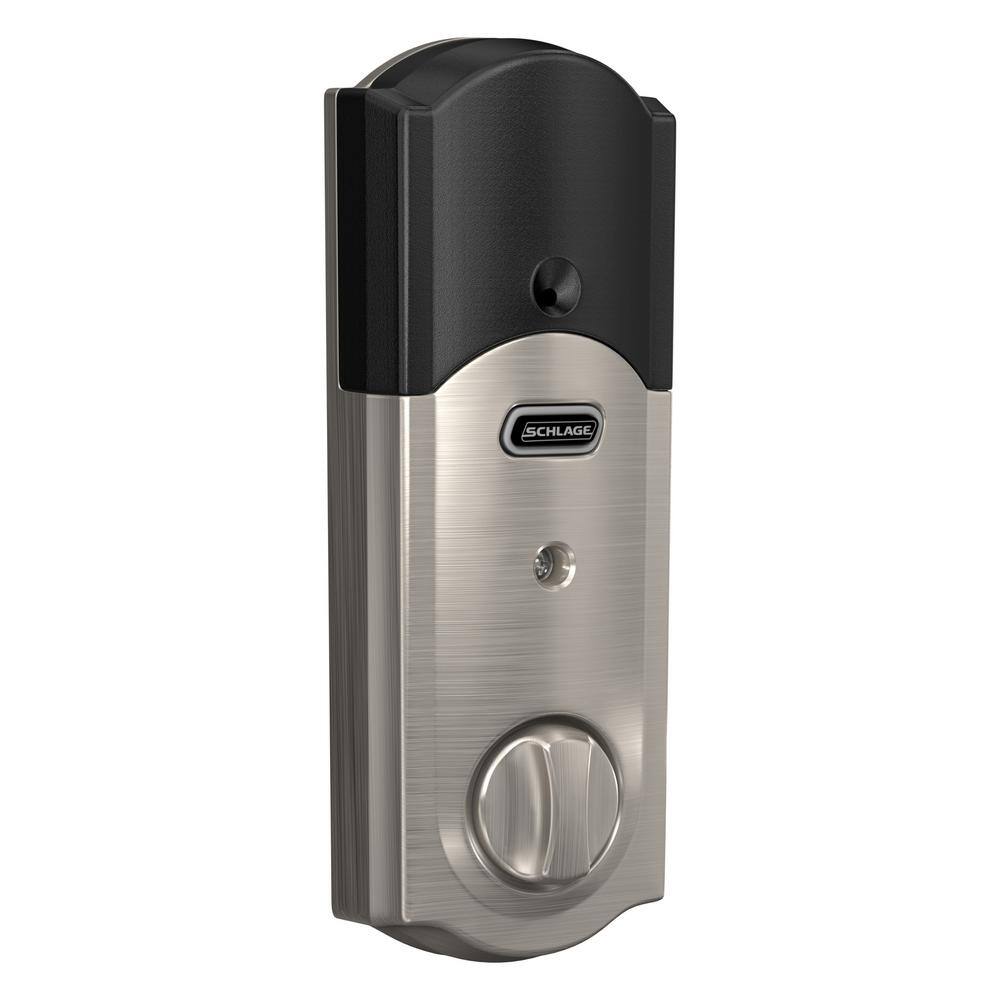 Schlage Camelot Satin Nickel Electronic Connect Smart Deadbolt - Z-Wave Plus Enabled
