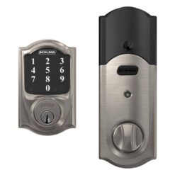 Schlage Camelot Satin Nickel Electronic Connect Smart Deadbolt - Z-Wave Plus Enabled