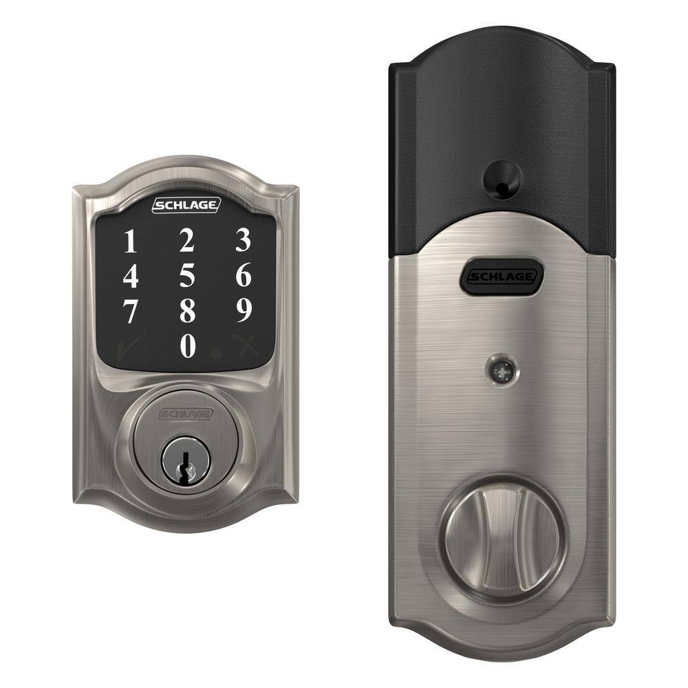 Schlage Camelot Satin Nickel Electronic Connect Smart Deadbolt - Z-Wave Plus Enabled