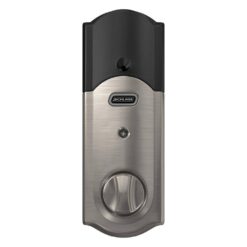 Schlage Camelot Satin Nickel Electronic Connect Smart Deadbolt with Alarm - Z-Wave Plus Enabled