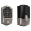 Schlage Camelot Satin Nickel Electronic Encode Plus Smart WiFi Deadbolt with Alarm