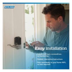 Schlage Century Matte Black Electronic Encode Smart WiFi Latitude Lever with Alarm