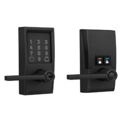 Schlage Century Matte Black Electronic Encode Smart WiFi Latitude Lever with Alarm