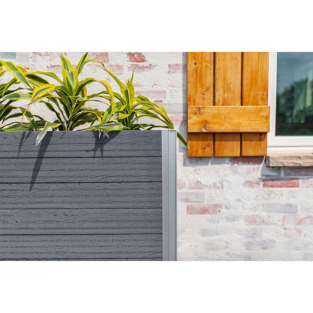 VITA Urbana 57"L x 16"W x 33"H Large Vinyl Parklette Planter, Slate Gray, VT17613
