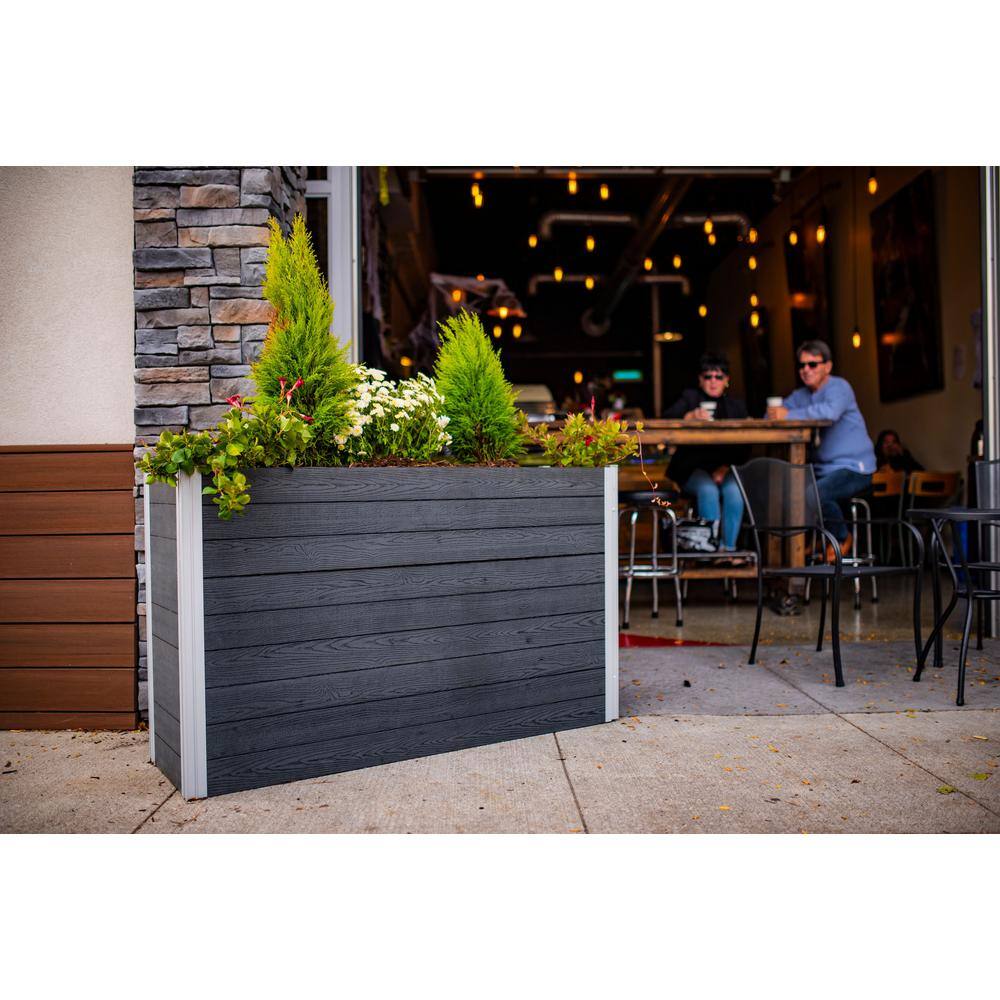 VITA Urbana 57"L x 16"W x 33"H Large Vinyl Parklette Planter, Slate Gray, VT17613
