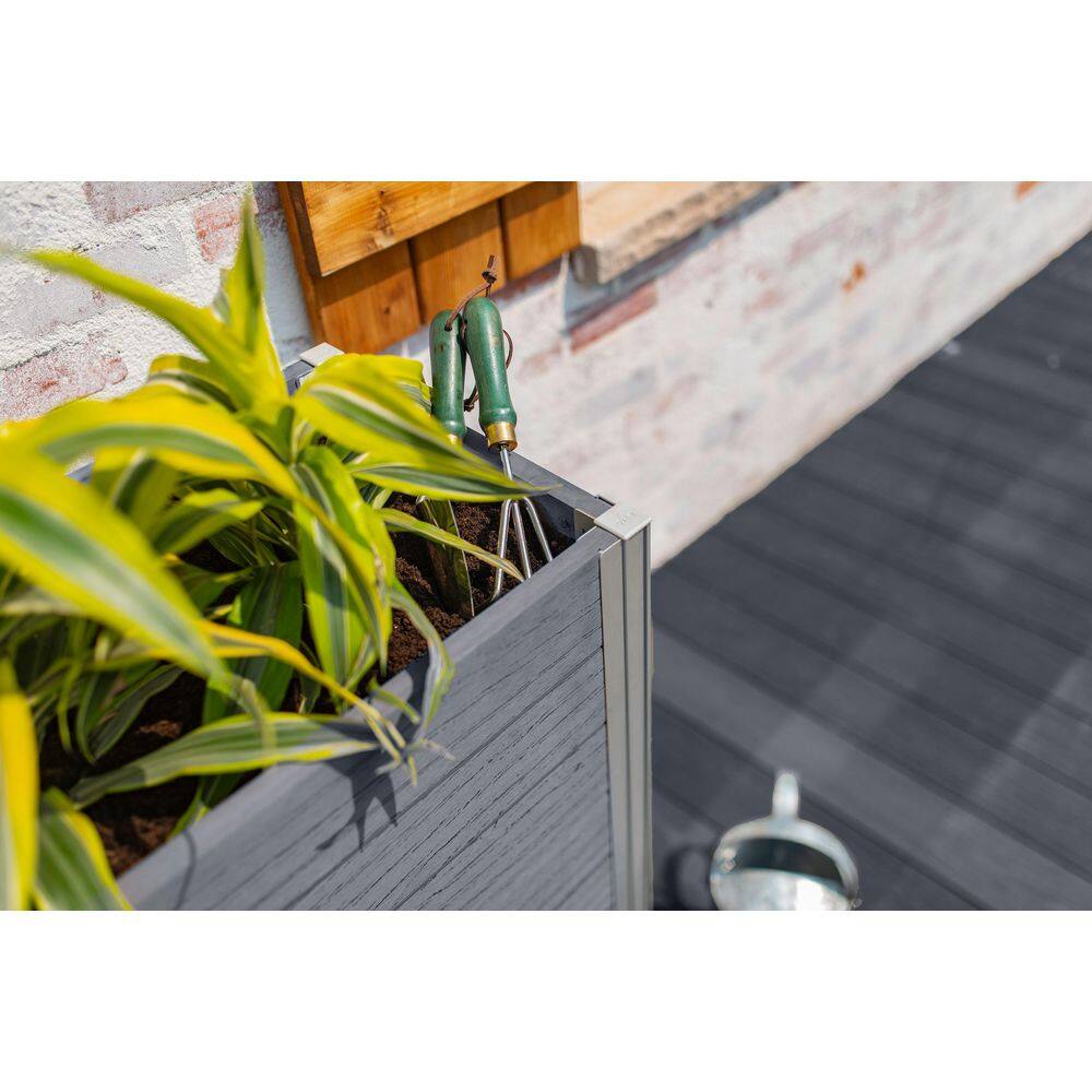 VITA Urbana 57"L x 16"W x 33"H Large Vinyl Parklette Planter, Slate Gray, VT17613