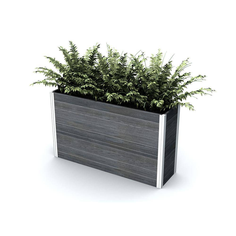 VITA Urbana 57"L x 16"W x 33"H Large Vinyl Parklette Planter, Slate Gray, VT17613