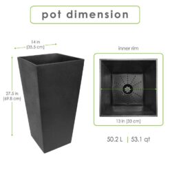 Tierra Verde 28 in. Sonata Recycled Rubber Indoor/Outdoor Self Watering Planter in Slate, (2-Pack)