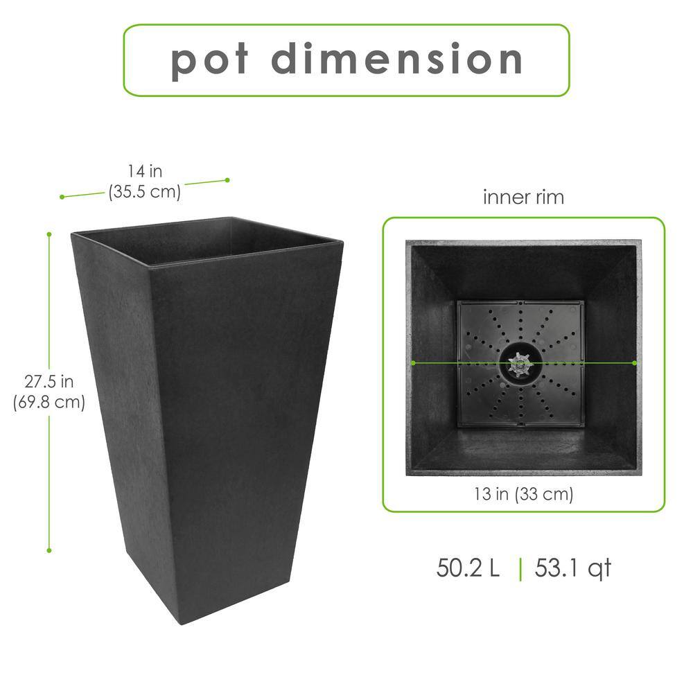 Tierra Verde 28 in. Sonata Recycled Rubber Indoor/Outdoor Self Watering Planter in Slate, (2-Pack)